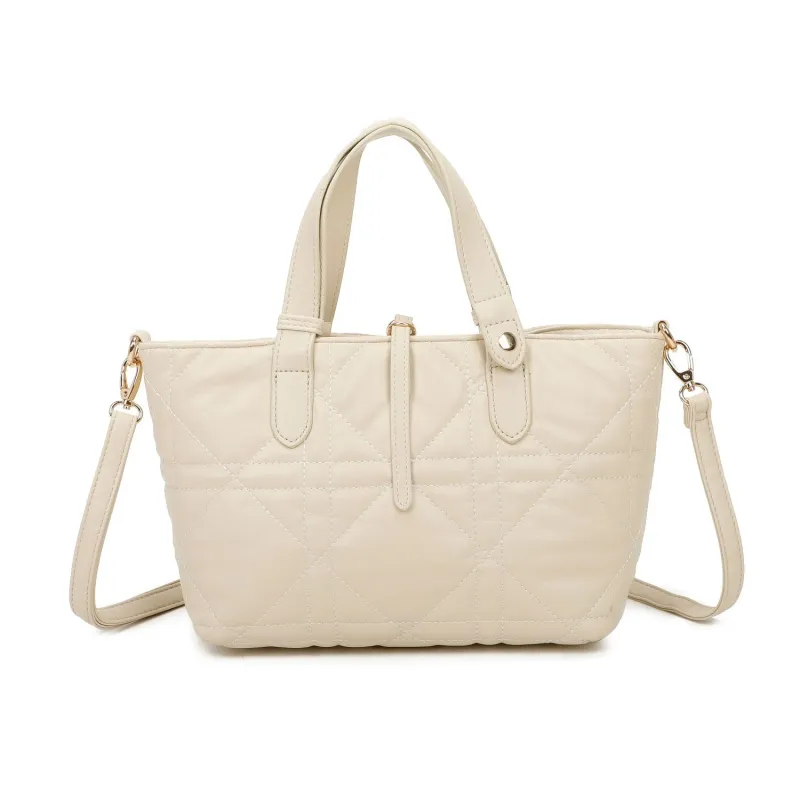 Quilted Tote Bag In Beige by SVNX sold by Goddiva