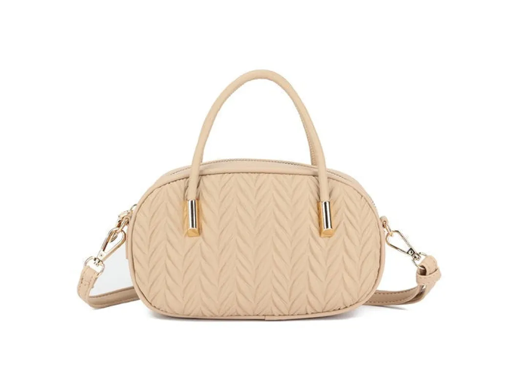 Textured Oval Top Handle Crossbody Bag by SVNX sold by Goddiva
