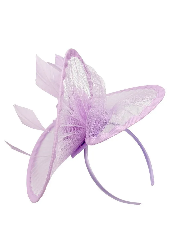 Spiral Circular Brim Fascinator With Feathers Burst In Lilac by SVNX sold by Goddiva product image thumbnail 3
