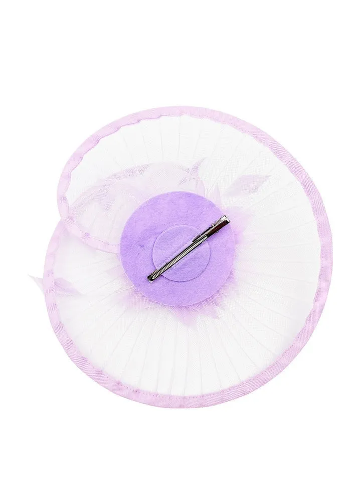 Spiral Circular Brim Fascinator With Feathers Burst In Lilac by SVNX sold by Goddiva product image thumbnail 2