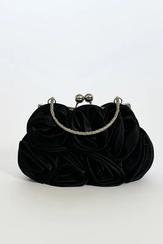 3D Rose Clutch Bag In Black by SVNX sold by Goddiva