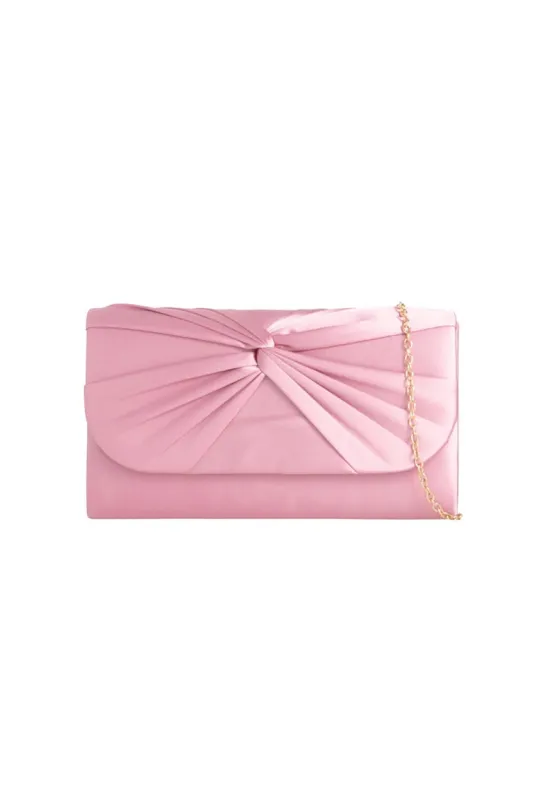 Ruched Satin Clutch In Blush Pink by SVNX sold by Goddiva