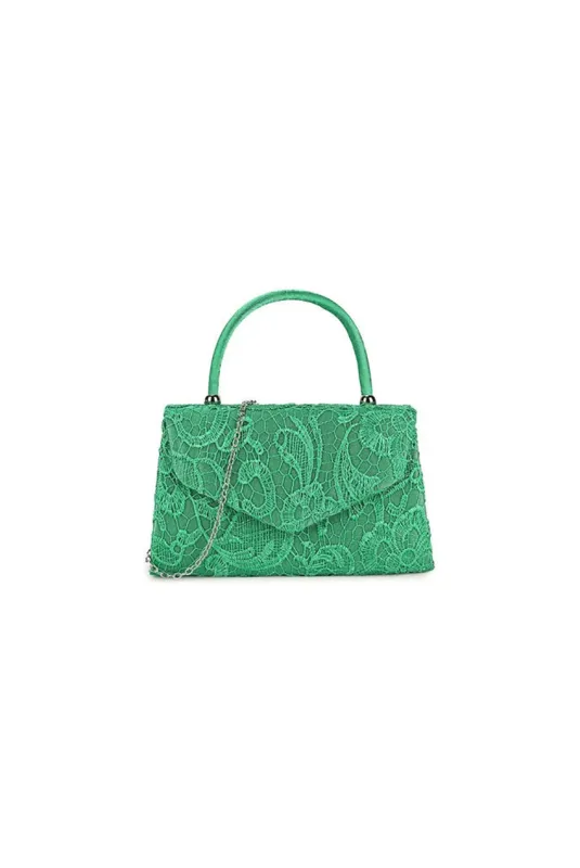 Lace Top Handle Grab Bag In Green by SVNX sold by Goddiva