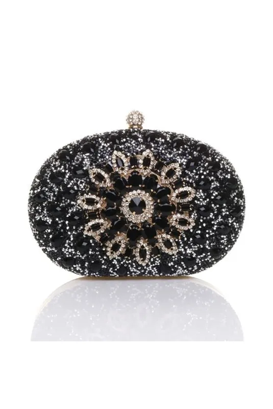 Oval Diamante Embellished Clutch Bag by SVNX made by Goddiva