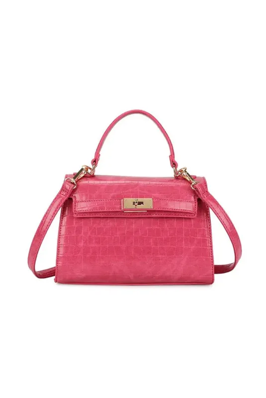 Croc Crossbody In Hot Pink by SVNX sold by Goddiva