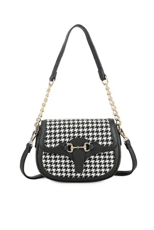 Houndstooth Shoulder Bag In Black & White by SVNX made by Goddiva