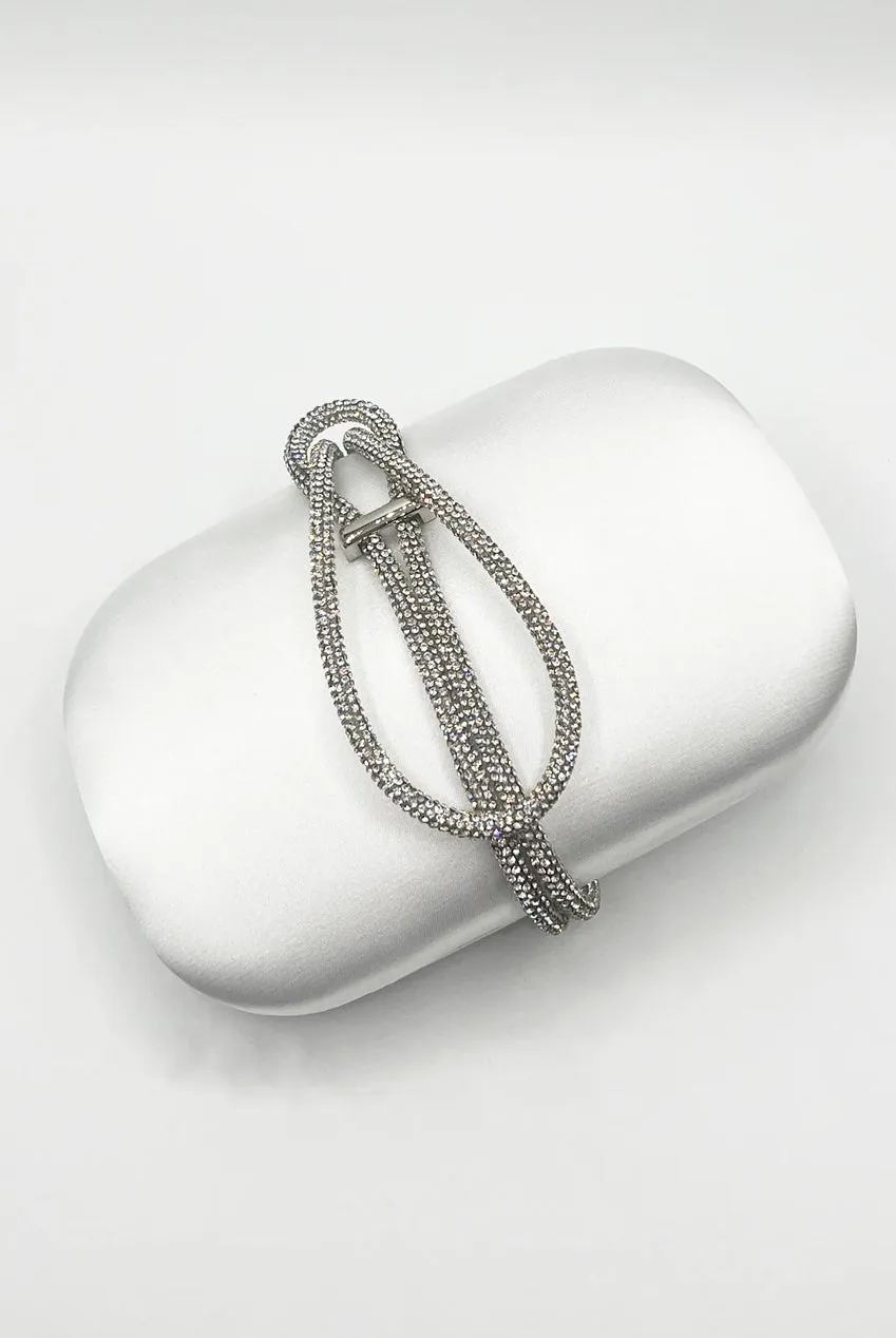 Clutch Bag With Crystal Strap Handle In Silver by SVNX sold by Goddiva product image thumbnail 3