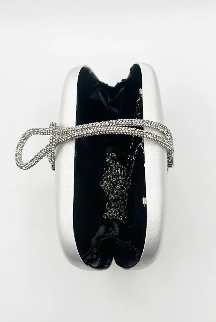 Clutch Bag With Crystal Strap Handle In Silver by SVNX sold by Goddiva product image thumbnail 4