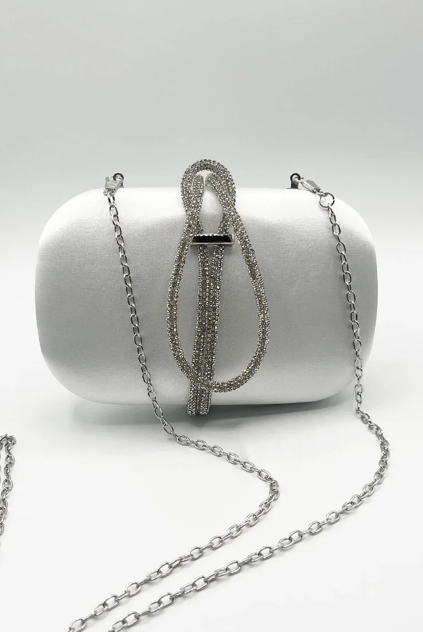 Clutch Bag With Crystal Strap Handle In Silver by SVNX sold by Goddiva product image thumbnail 5