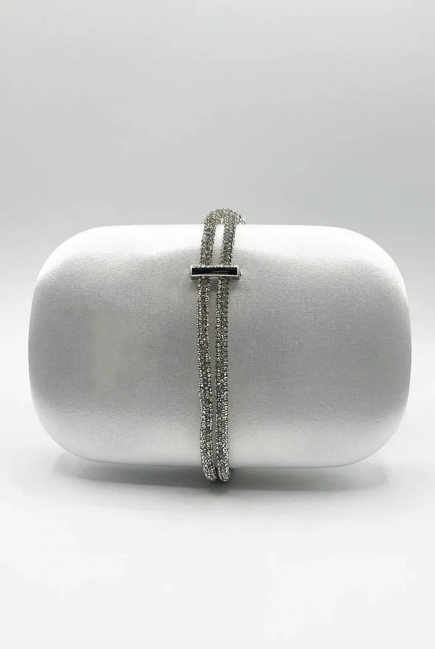 Clutch Bag With Crystal Strap Handle In Silver by SVNX sold by Goddiva product image thumbnail 2