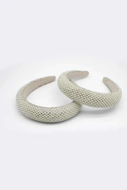 Ivory Pearls And Rhinestone Headband by SVNX sold by Goddiva