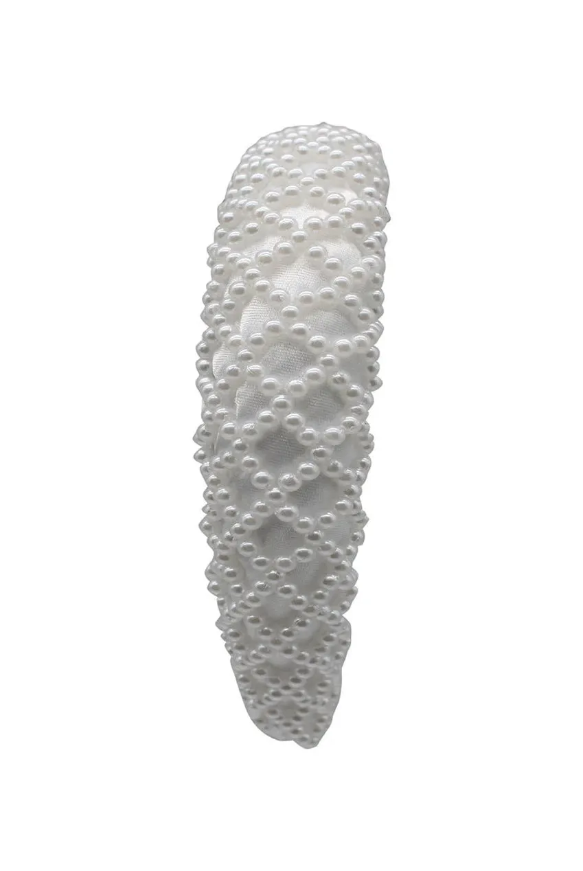 White Pearl Lattice Style Headband by SVNX sold by Goddiva product image thumbnail 2