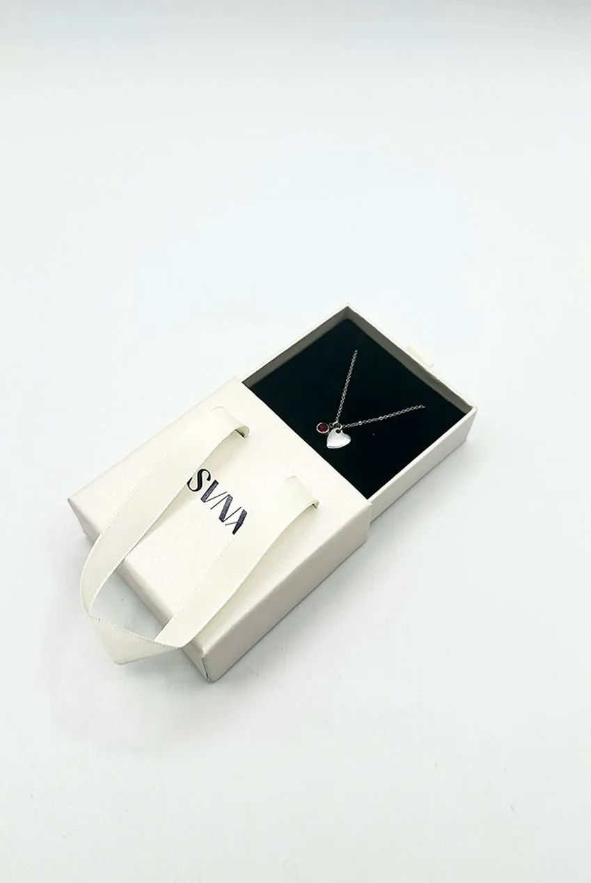 Mini Heart & July Birthstone Necklace In Silver - Gift Boxed by SVNX sold by Goddiva product image thumbnail 4