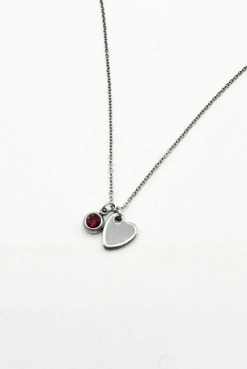 Mini Heart & July Birthstone Necklace In Silver - Gift Boxed by SVNX sold by Goddiva product image thumbnail 5