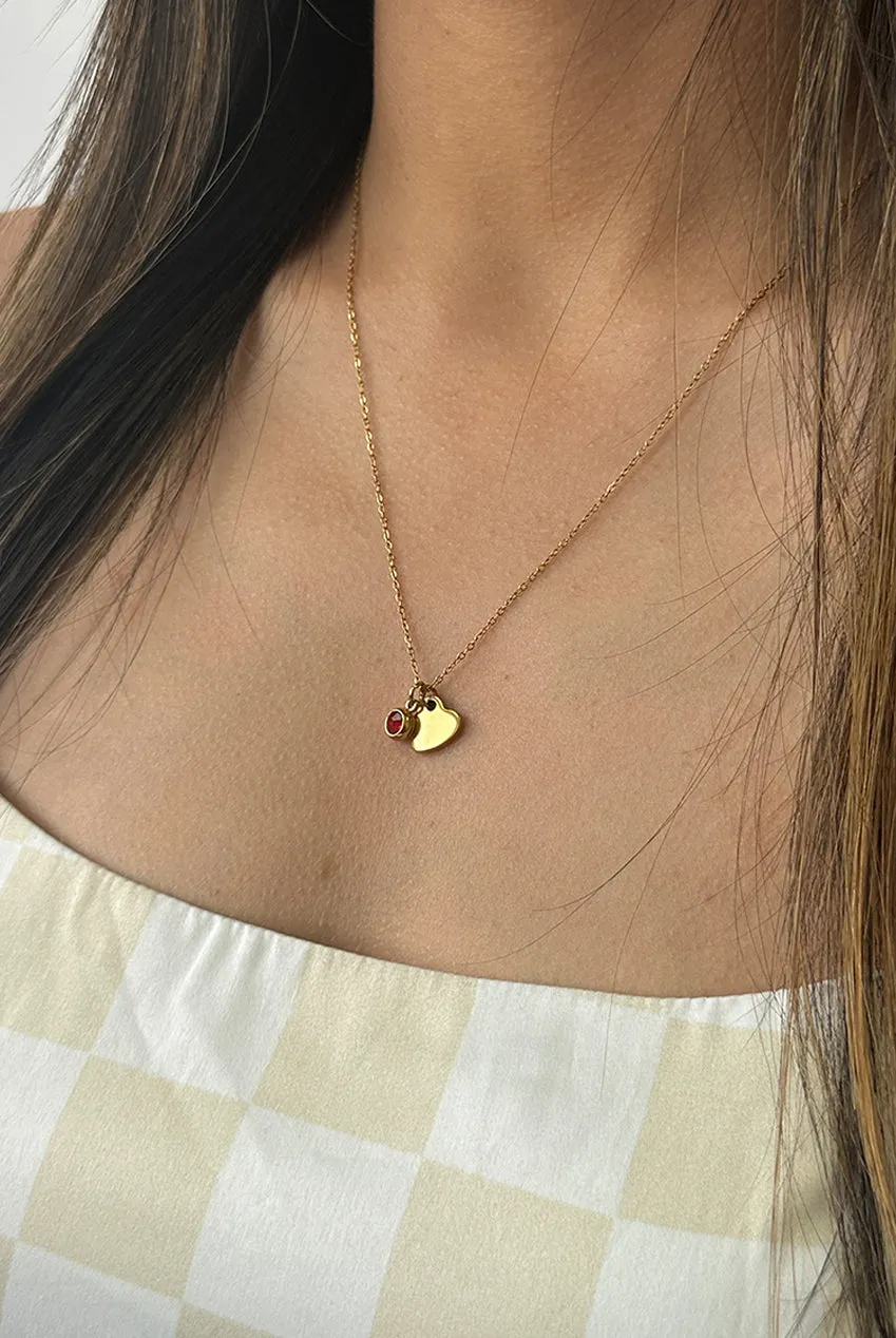 Mini Heart & July Birthstone Necklace In Gold - Gift Boxed by SVNX sold by Goddiva product image thumbnail 2