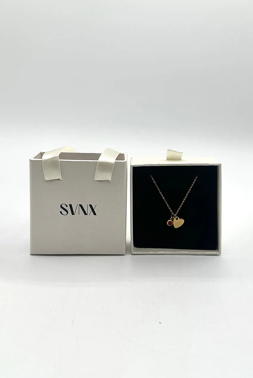 Mini Heart & July Birthstone Necklace In Gold - Gift Boxed by SVNX sold by Goddiva product image thumbnail 3