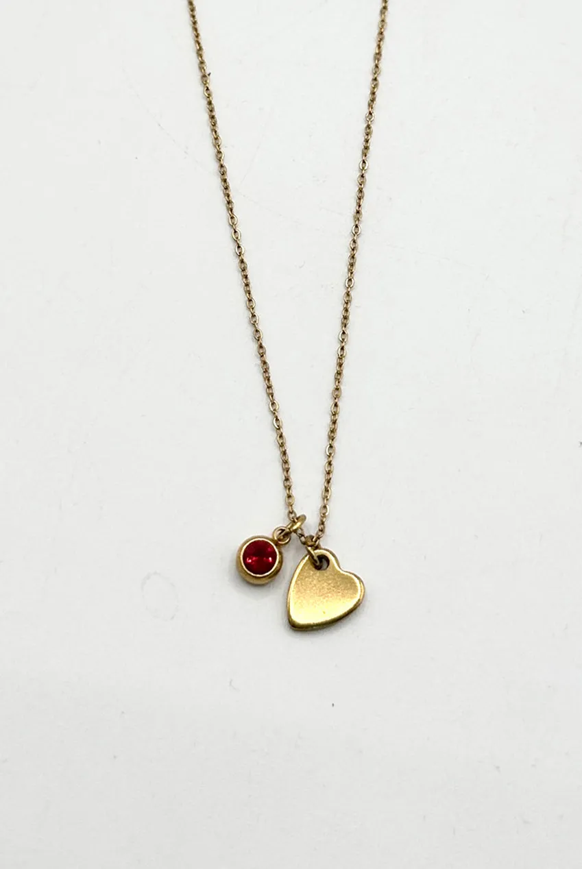 Mini Heart & July Birthstone Necklace In Gold - Gift Boxed by SVNX sold by Goddiva product image thumbnail 4