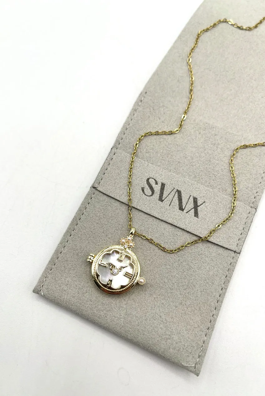 Ivory Stone Clock Pendant Necklace by SVNX sold by Goddiva product image thumbnail 5