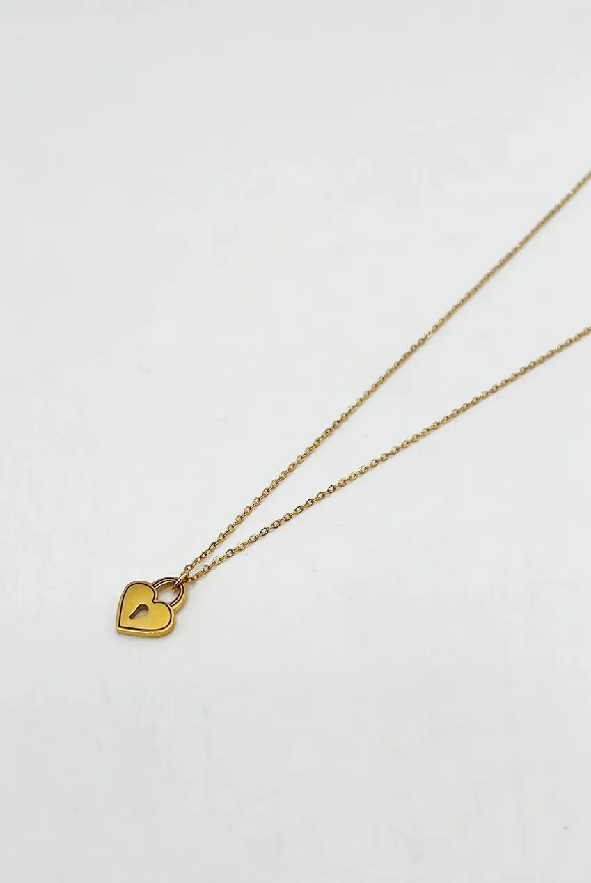 Heart Keyhole Pendant Necklace In Gold by SVNX sold by Goddiva product image thumbnail 3