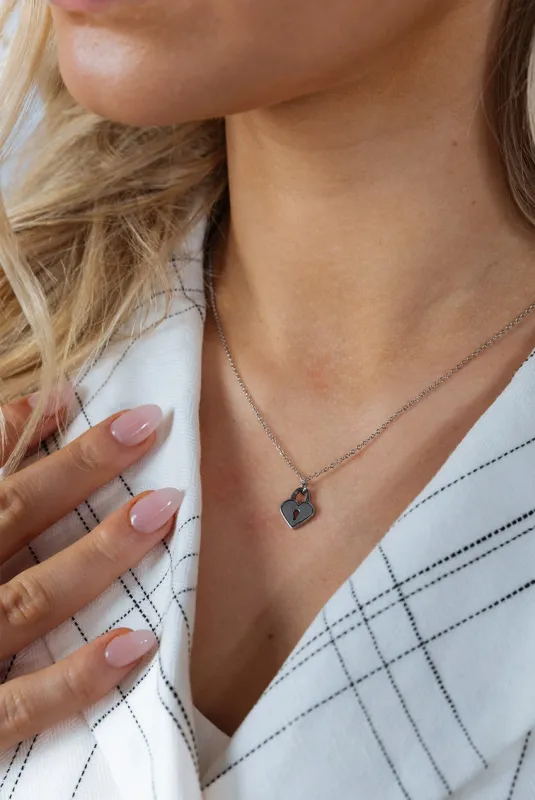 Heart Keyhole Necklace In Silver by SVNX sold by Goddiva