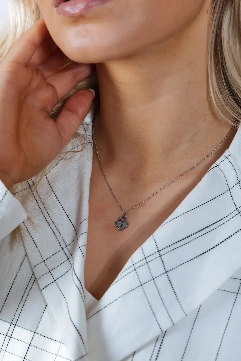 Heart Keyhole Necklace In Silver by SVNX sold by Goddiva product image thumbnail 2