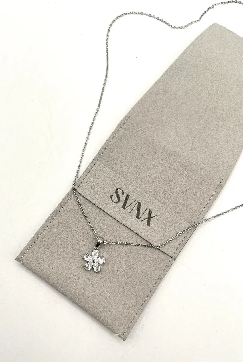 Floral Crystal Pendant Necklace In Silver by SVNX sold by Goddiva product image thumbnail 4