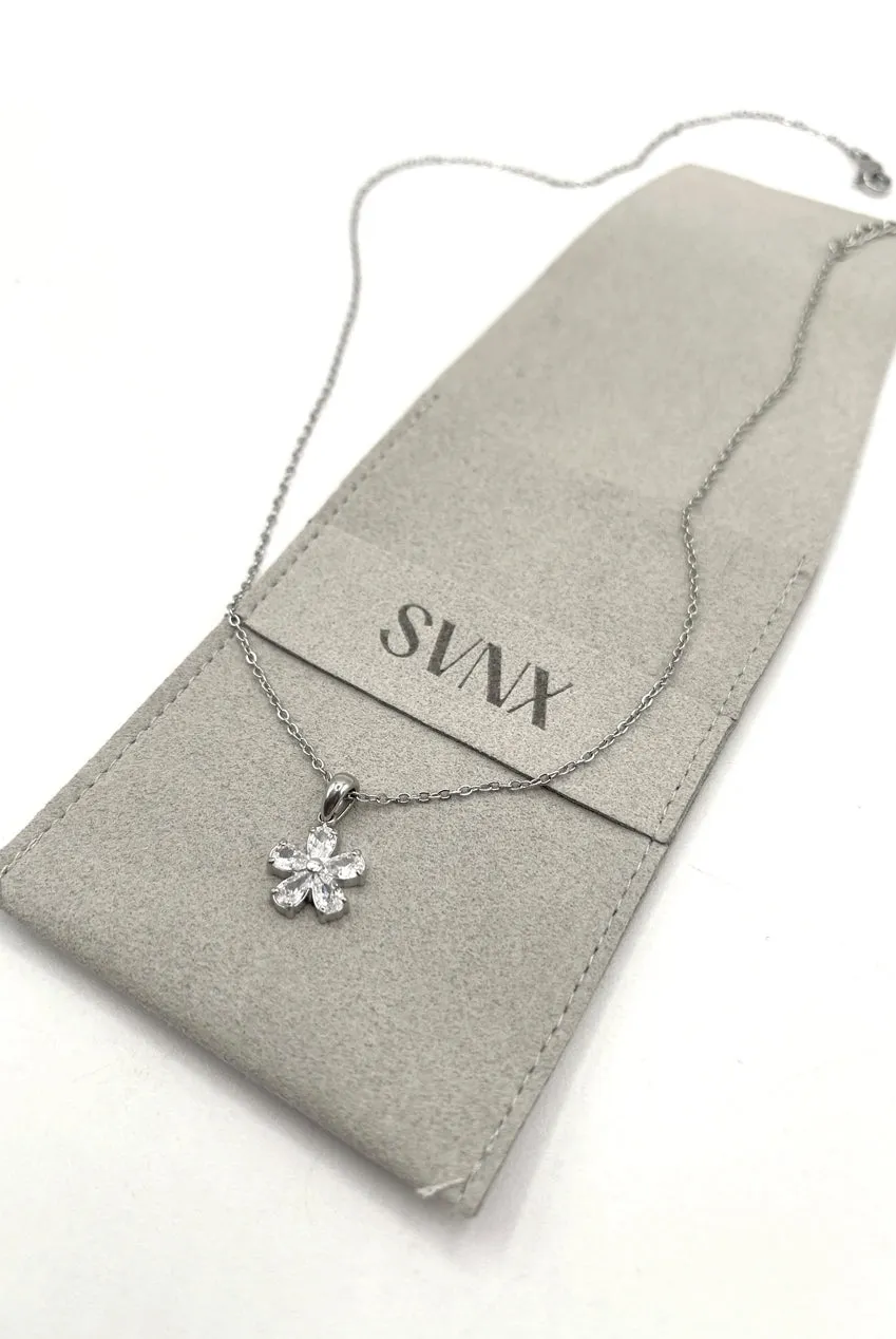 Floral Crystal Pendant Necklace In Silver by SVNX sold by Goddiva product image thumbnail 3