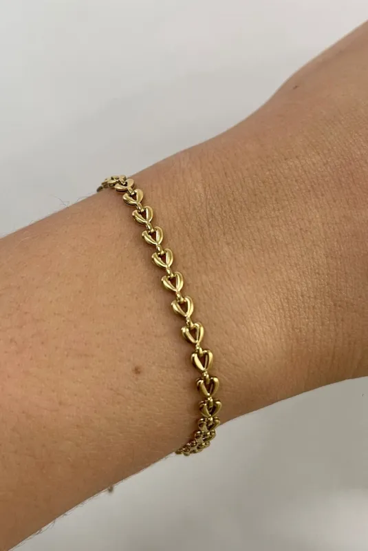 Heart Link Bracelet In Gold by SVNX sold by Goddiva