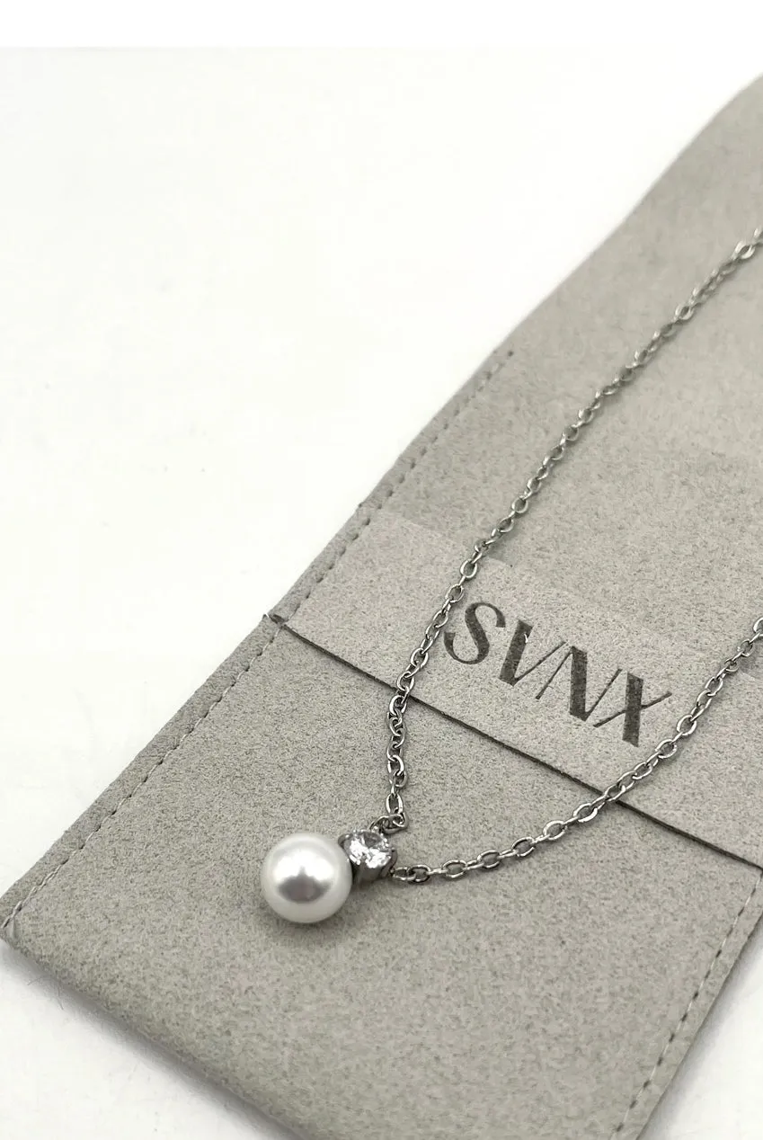 Large Pearl Diamante Necklace In Silver by SVNX sold by Goddiva