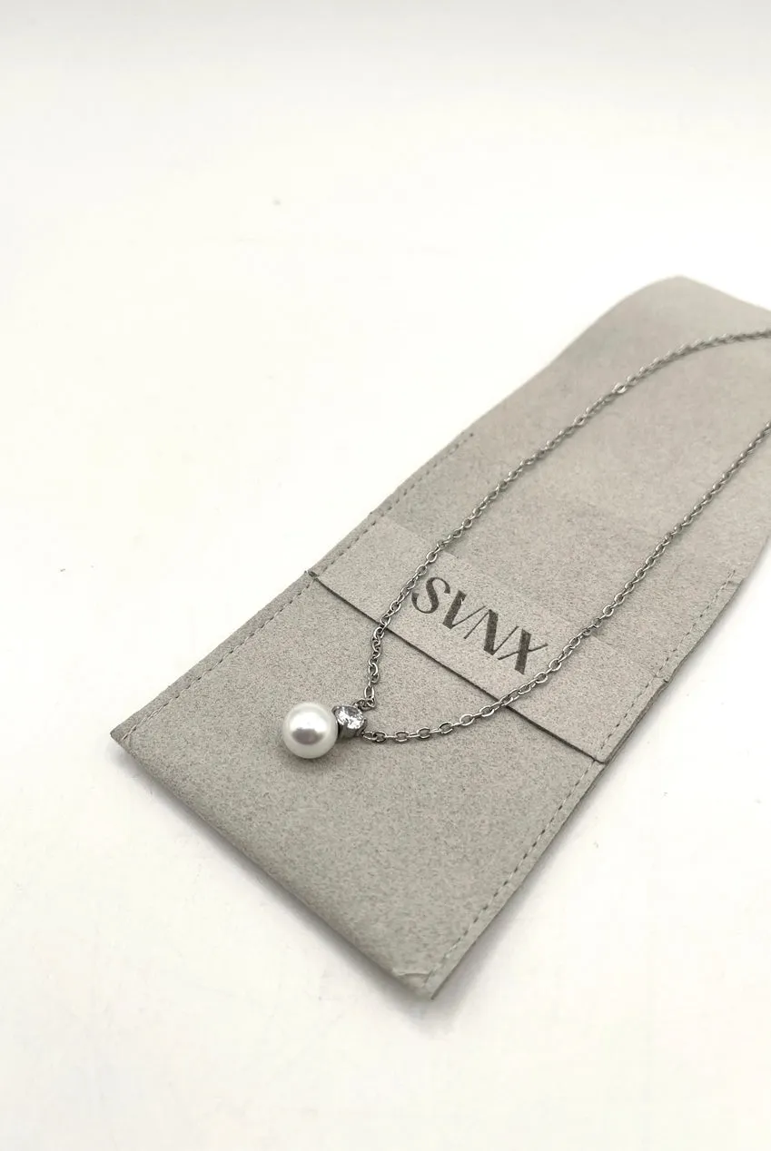 Large Pearl Diamante Necklace In Silver by SVNX sold by Goddiva product image thumbnail 2