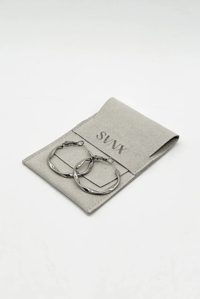 Twist Hoops In Silver - Pouch Included by SVNX sold by Goddiva product image thumbnail 4