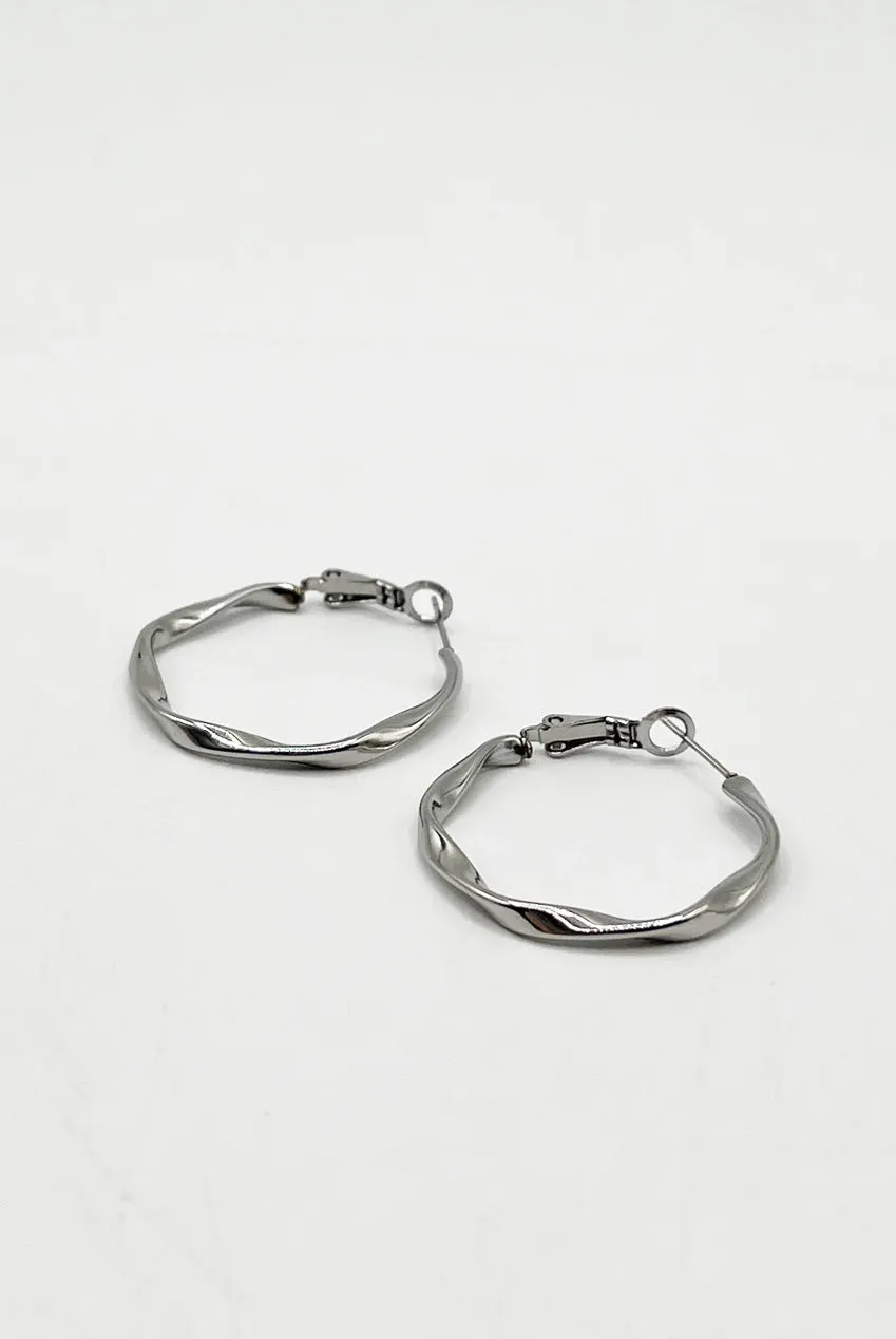 Twist Hoops In Silver - Pouch Included by SVNX sold by Goddiva product image thumbnail 5