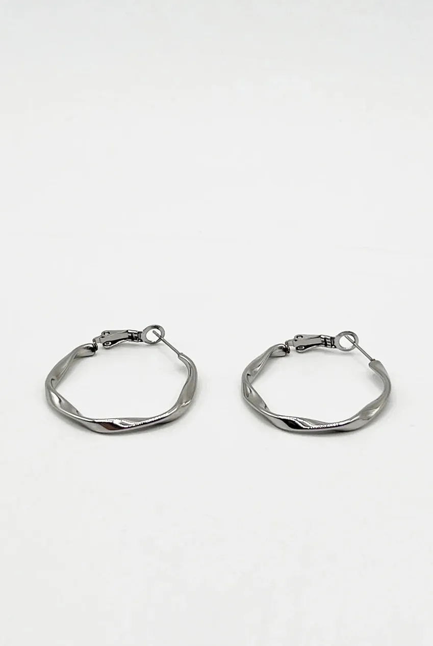 Twist Hoops In Silver - Pouch Included by SVNX sold by Goddiva product image thumbnail 3
