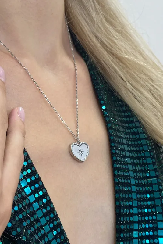 Starry Heart Necklace In Silver - Gift Boxed by SVNX sold by Goddiva