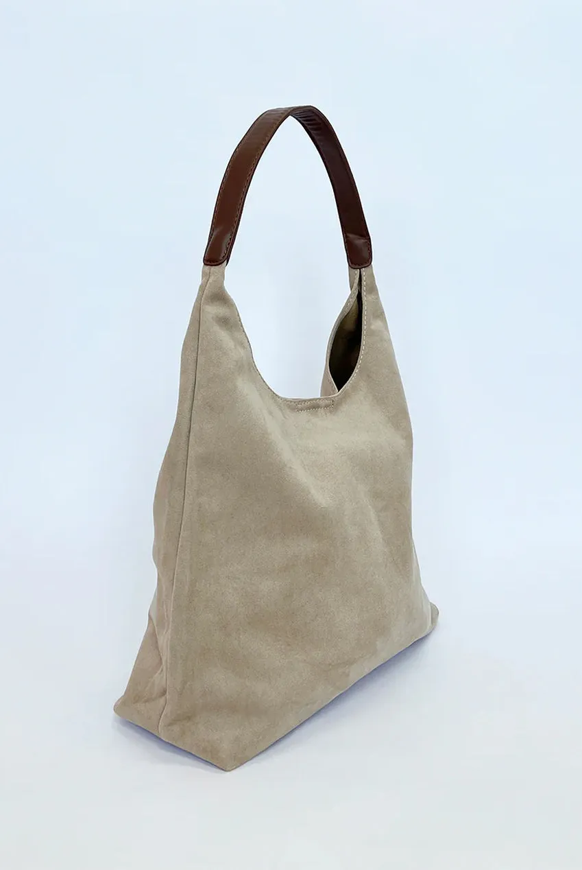 Suede Hobo Shoulder Bag In Beige by SVNX sold by Goddiva product image thumbnail 5