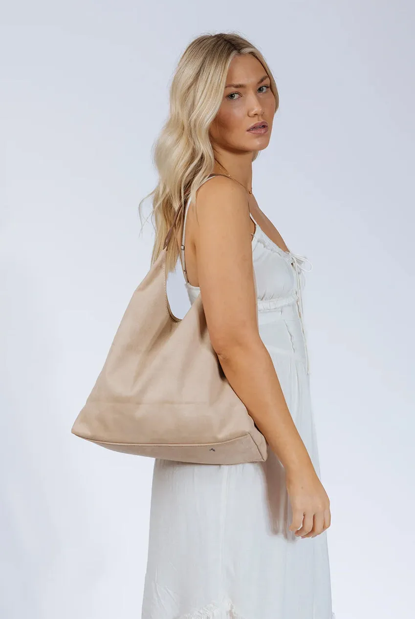 Suede Hobo Shoulder Bag In Beige by SVNX sold by Goddiva product image thumbnail 2