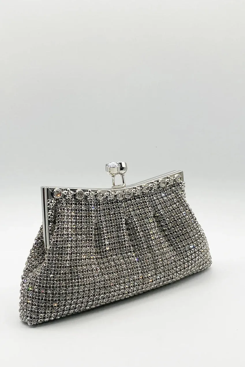 Silver Crystal Clutch Bag by SVNX sold by Goddiva product image thumbnail 4