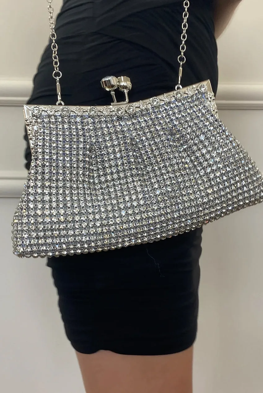 Silver Crystal Clutch Bag by SVNX sold by Goddiva product image thumbnail 5