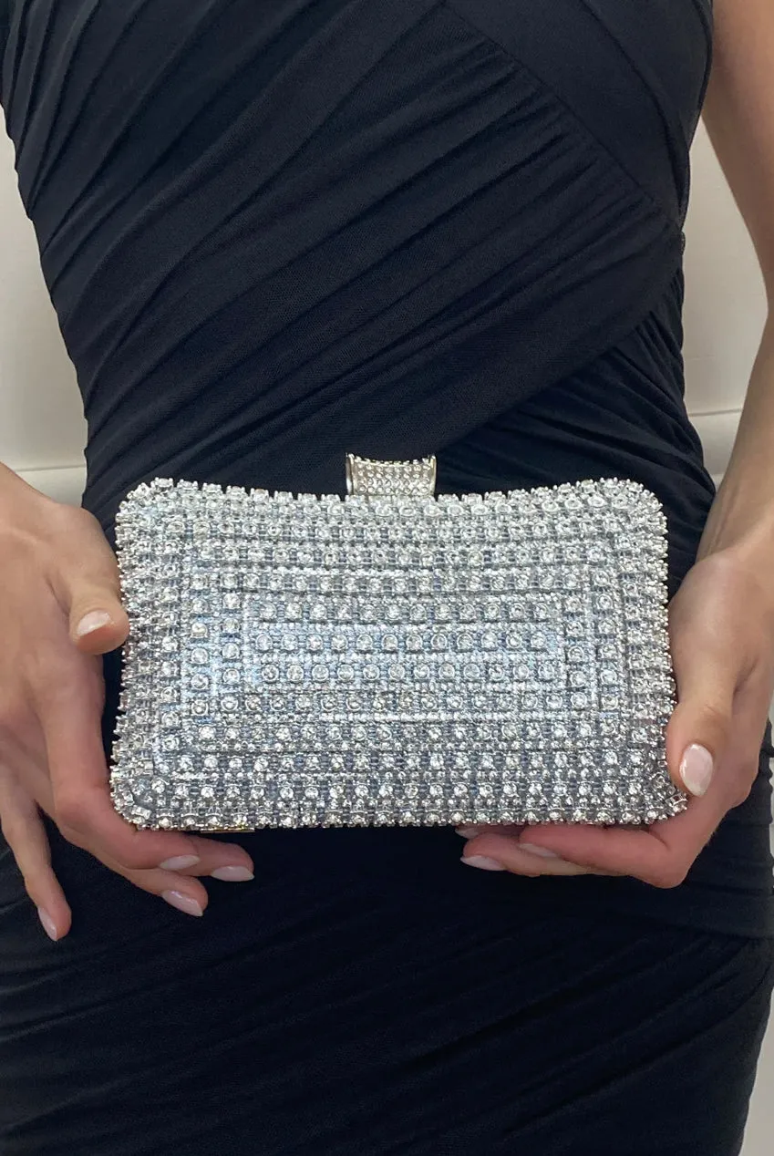 Silver Diamante Clutch Bag by SVNX sold by Goddiva product image thumbnail 4