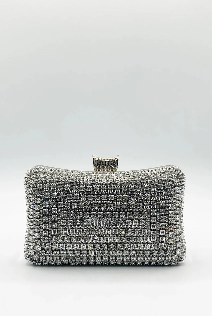 Silver Diamante Clutch Bag by SVNX sold by Goddiva product image thumbnail 5