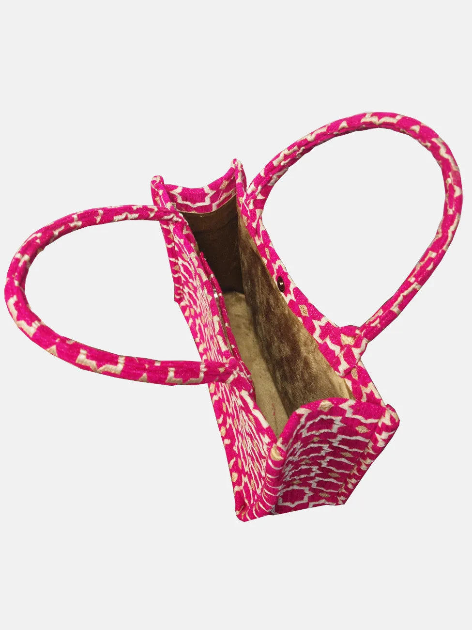 Moroccan Geometric Print Fabric Tote Bag In Pink by Berber Leather sold by Goddiva product image thumbnail 3