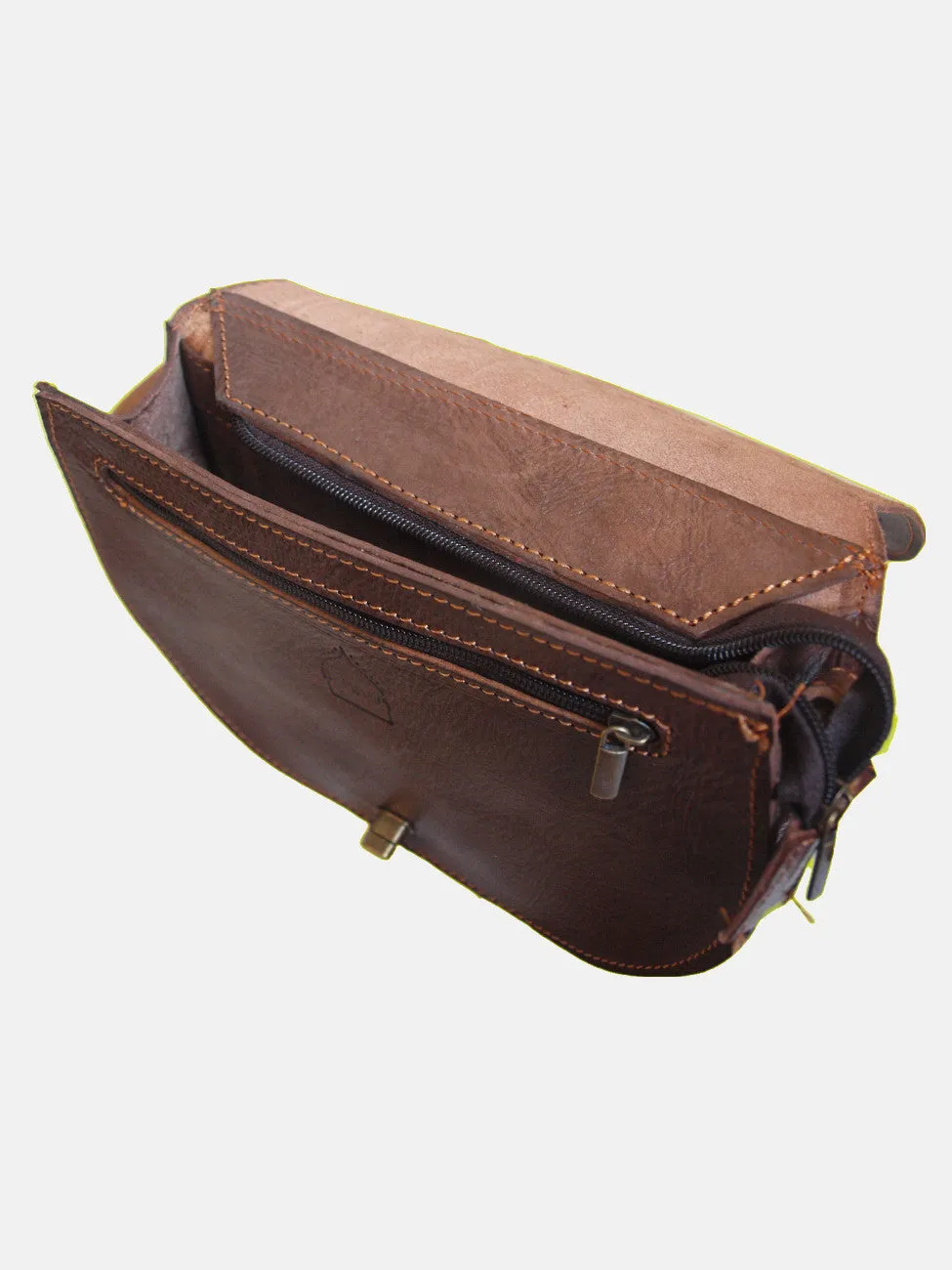 The Temara Embossed Saddle Bag In Brown by Berber Leather sold by Goddiva product image thumbnail 2