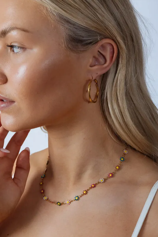 Daisy Chain Necklace In Multi Gold by SVNX sold by Goddiva