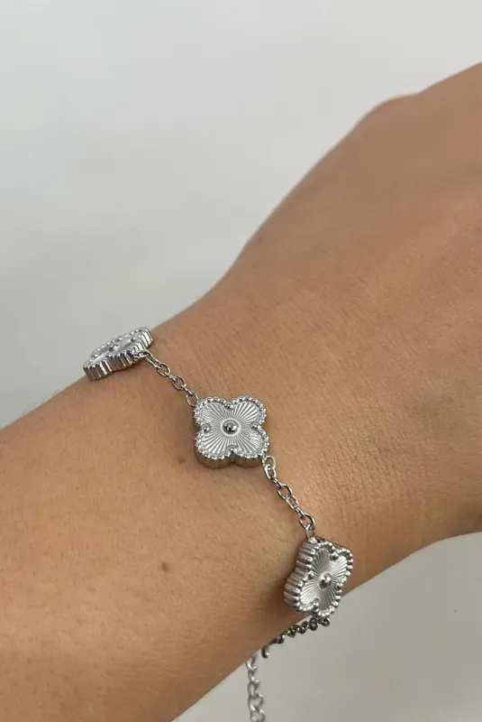 Clover Bracelet In Silver by SVNX sold by Goddiva