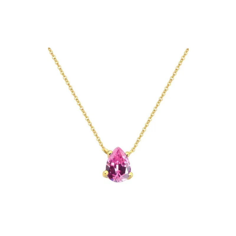 Teardrop Pendant Necklace In Pink by Last True Angel sold by Goddiva