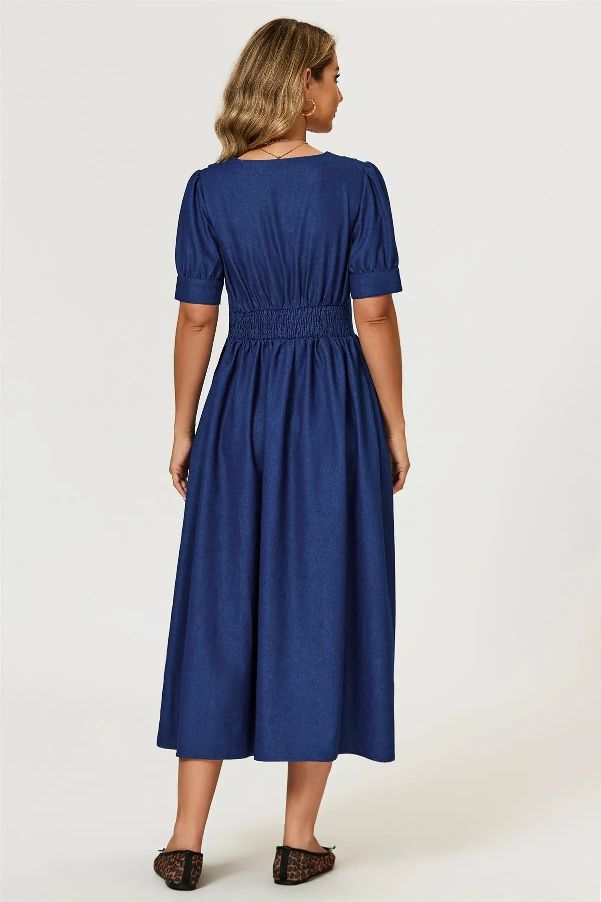 Denim Midi Dress In Blue by FS Collection sold by Goddiva product image thumbnail 5
