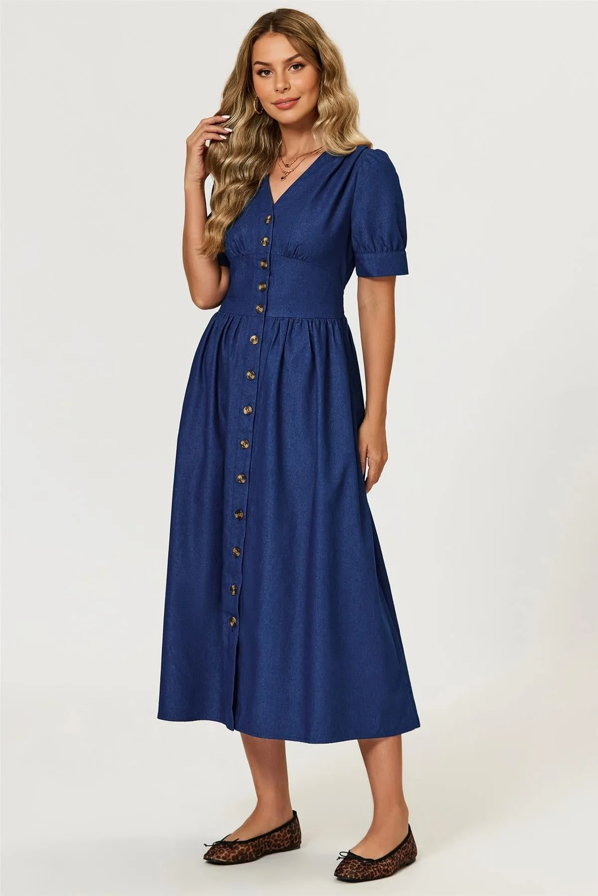 Denim Midi Dress In Blue by FS Collection sold by Goddiva product image thumbnail 3