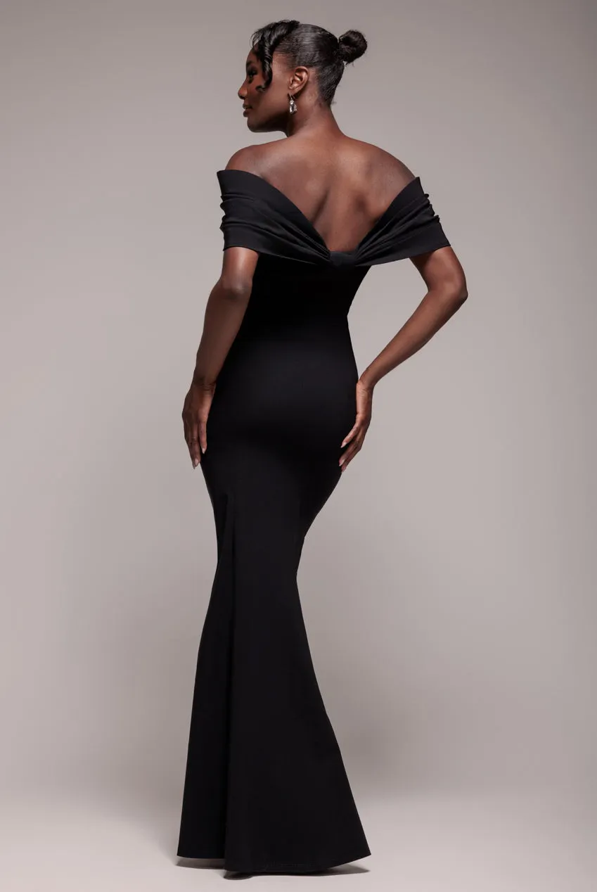 Bardot Bow Neck Maxi Dress - Black by Goddiva sold by Goddiva product image thumbnail 2
