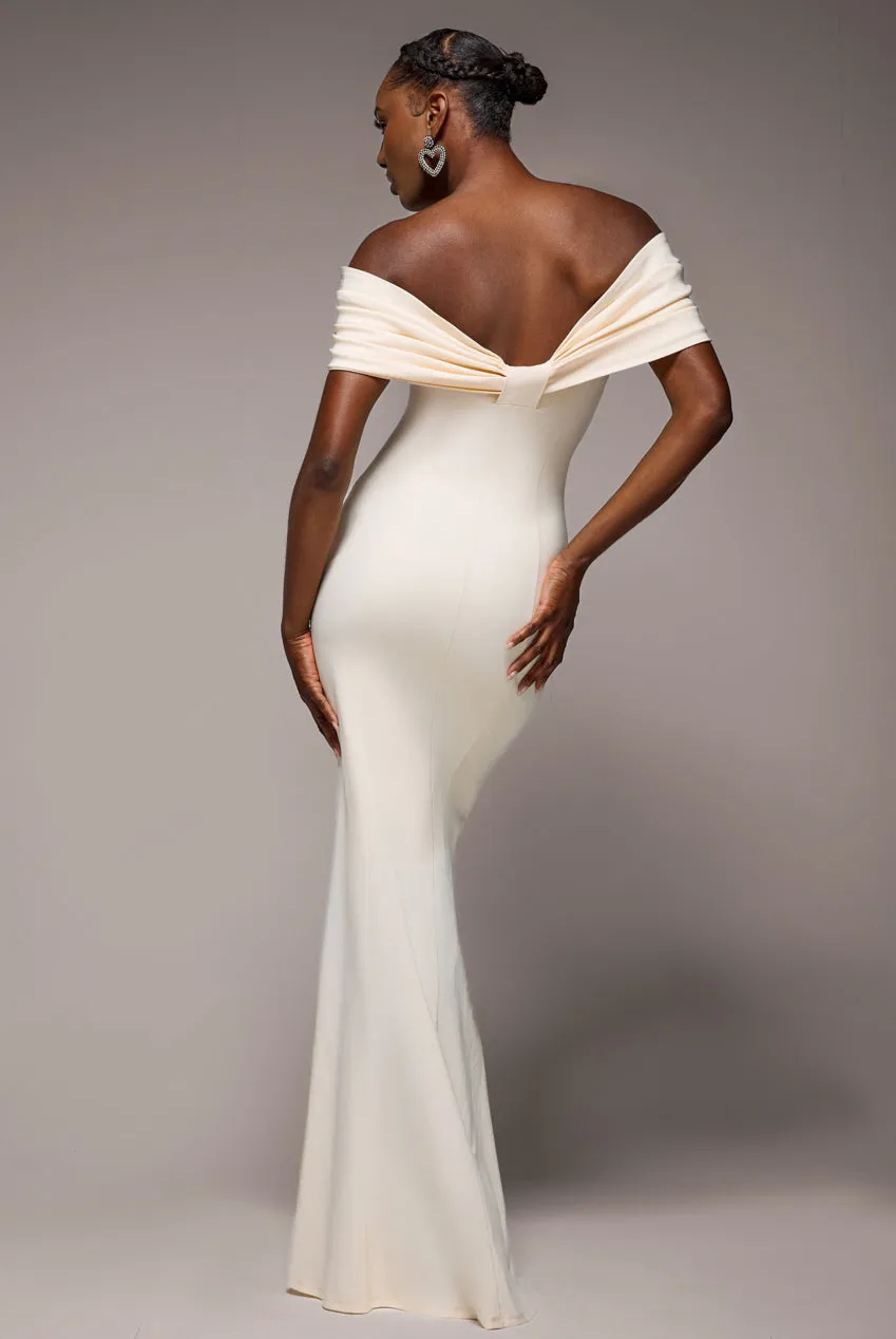 Bardot Bow Neck Maxi Dress - Cream by Goddiva sold by Goddiva product image thumbnail 2
