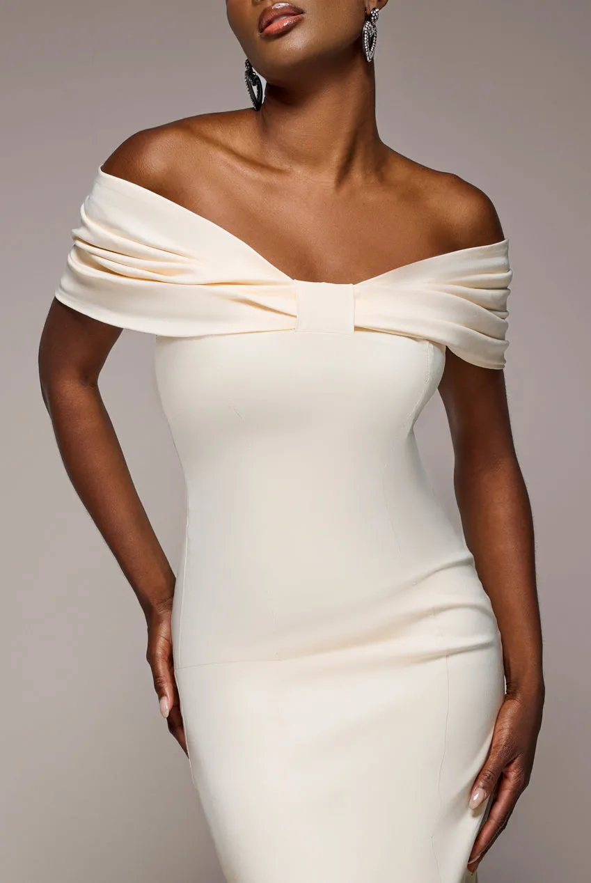 Bardot Bow Neck Maxi Dress - Cream by Goddiva sold by Goddiva product image thumbnail 3